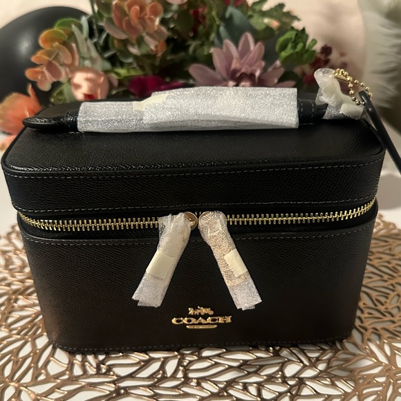 NWT Coach Black Leather Cosmetic Case - Picture 11 of 16